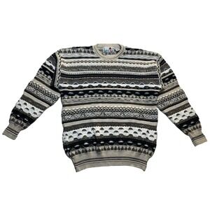 Florence Tricot Men's Medium 3D Knit Sweater Gray Biggie Cosby Coogi Style